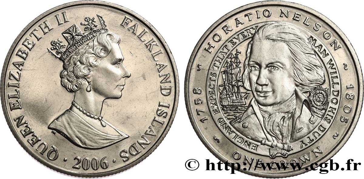 ISOLE FALKLAND 1 Crown Proof Horatio Nelson 2006  MS 