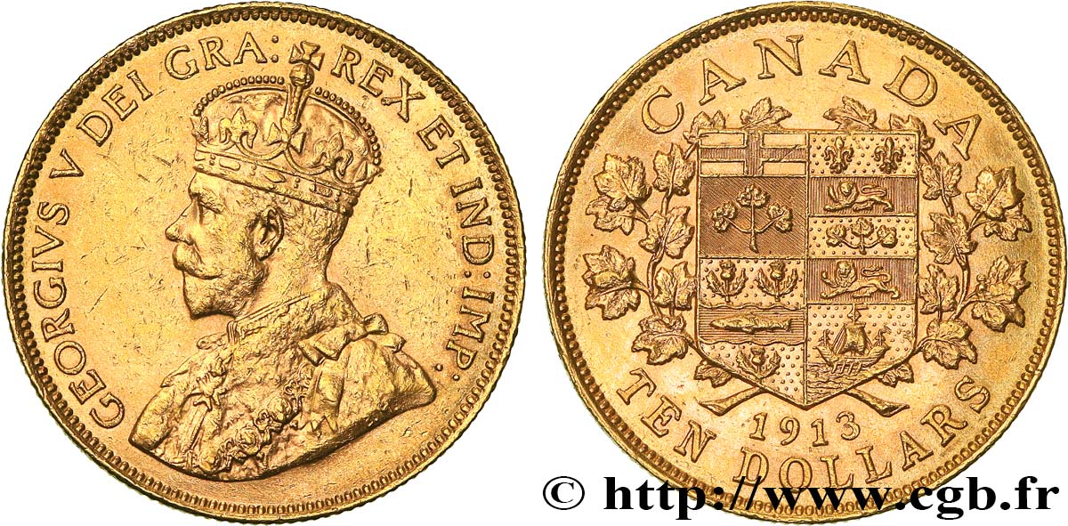 CANADA 10 Dollars Georges V 1913 Ottawa AU/MS 