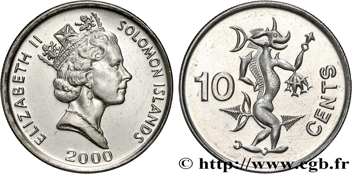 ISOLE SALAMONE 10 Cents Elisabeth II / Ngorienu l’esprit des mers 2000  MS 