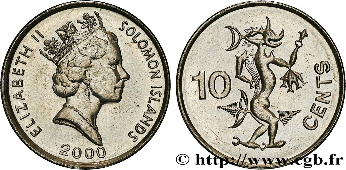 SOLOMON ISLANDS 10 Cents Elisabeth II / Ngorienu l’esprit des mers 2000  MS 