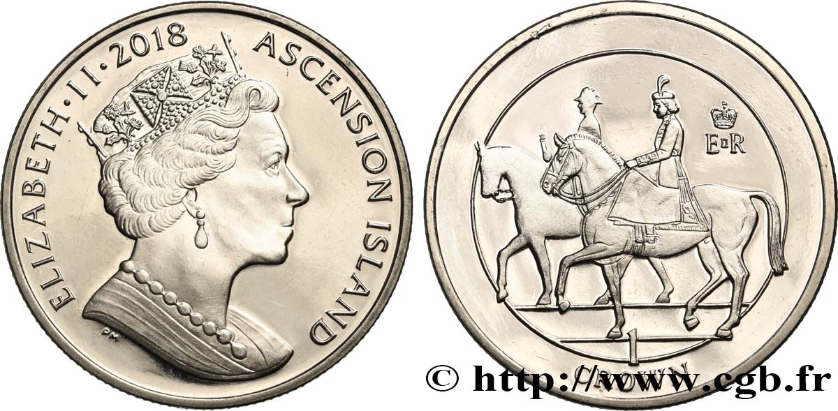 ASCENCIóN 2 Pounds Proof 65e anniversaire du couronnement de la reine Élisabeth II 2018 Pobjoy Mint SC 
