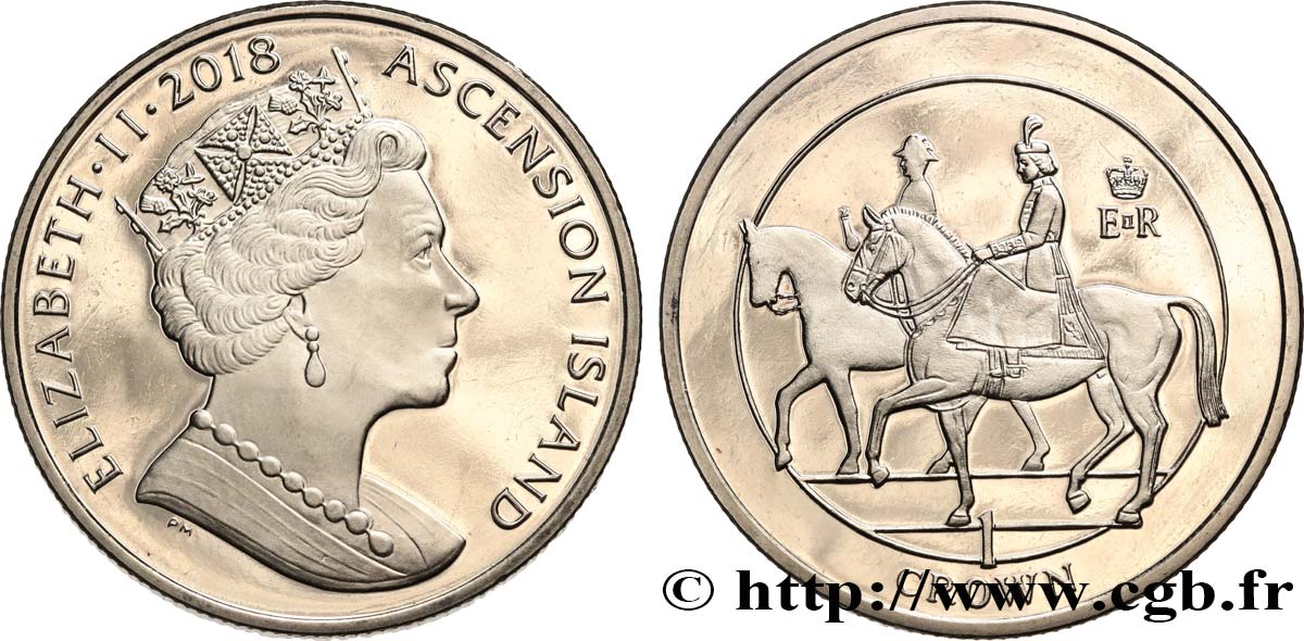 ASCENSION 2 Pounds Proof 65e anniversaire du couronnement de la reine Élisabeth II 2018 Pobjoy Mint fST 