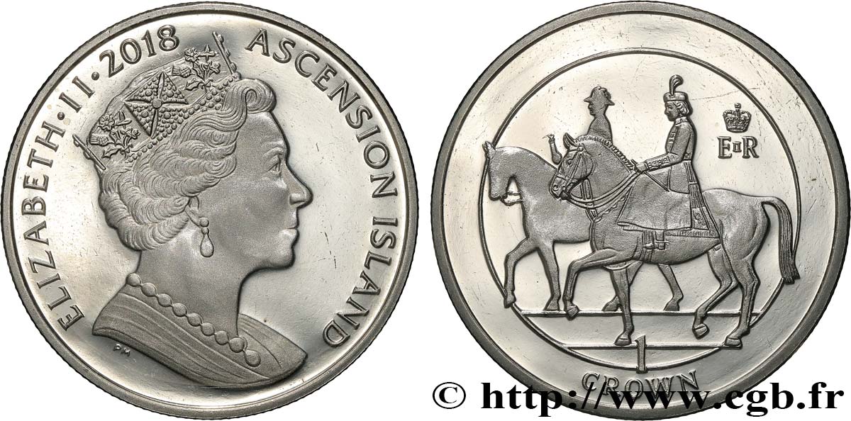 ASCENSIONE 2 Pounds Proof 65e anniversaire du couronnement de la reine Élisabeth II 2018 Pobjoy Mint MS 