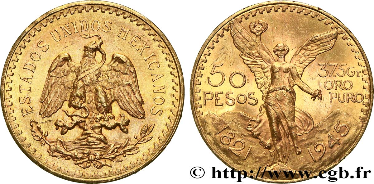INVESTMENT GOLD 50 Pesos or 1947 Mexico fST 