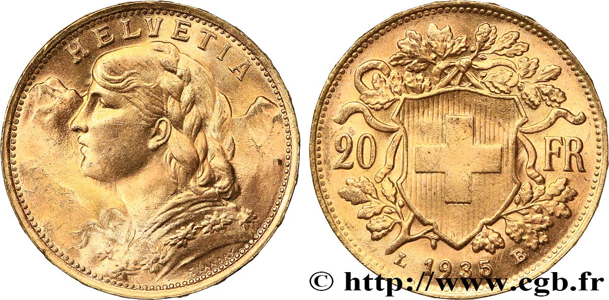 OR D INVESTISSEMENT 20 Francs or  Vreneli   1935 Berne SUP 