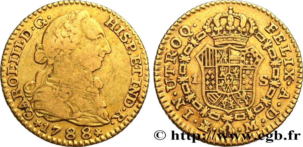 ESPAGNE Escudo Charles III 1788 Madrid TB+/TTB 