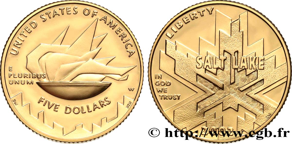 UNITED STATES OF AMERICA 5 Dollars Proof Jeux d’hiver de Salt Lake City 2002 West Point MS 