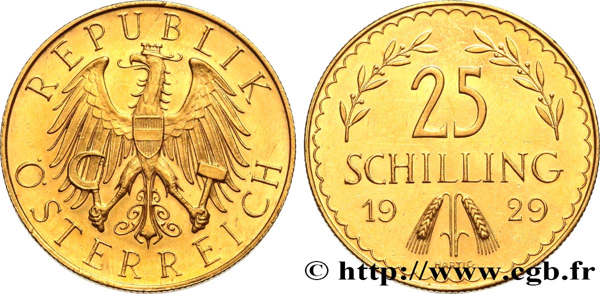 ÖSTERREICH 25 Schilling Proof aigle héraldique 1929 Vienne VZ 