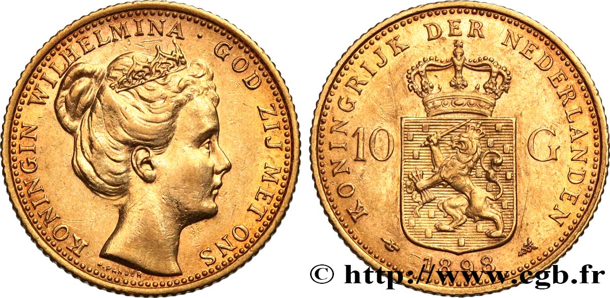 PAíSES BAJOS 10 Gulden Wilhelmina 1898 Utrecht EBC 