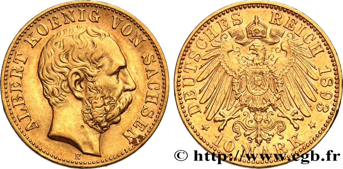 GERMANIA - SASSONIA 10 Mark Albert 1893 Dresde q.SPL/SPL 