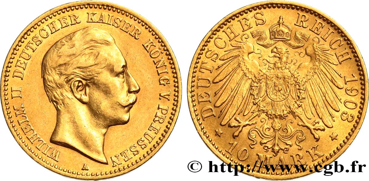 DEUTSCHLAND - PREUßEN 10 Mark Guillaume II 1903 Berlin VZ 