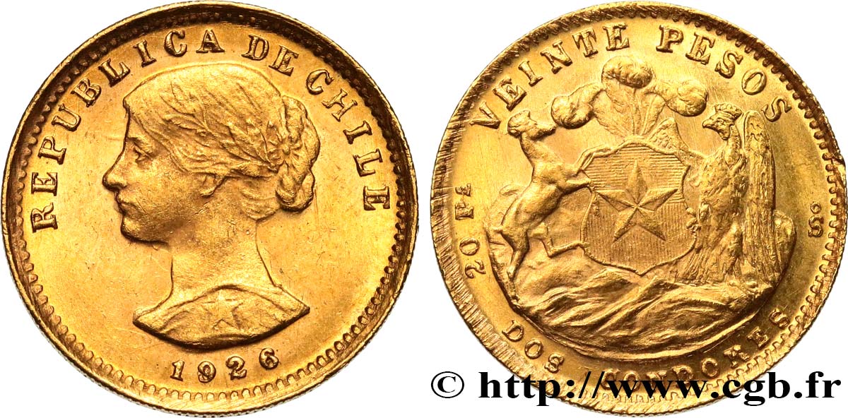 CHILE
 20 Pesos 1926  SC 