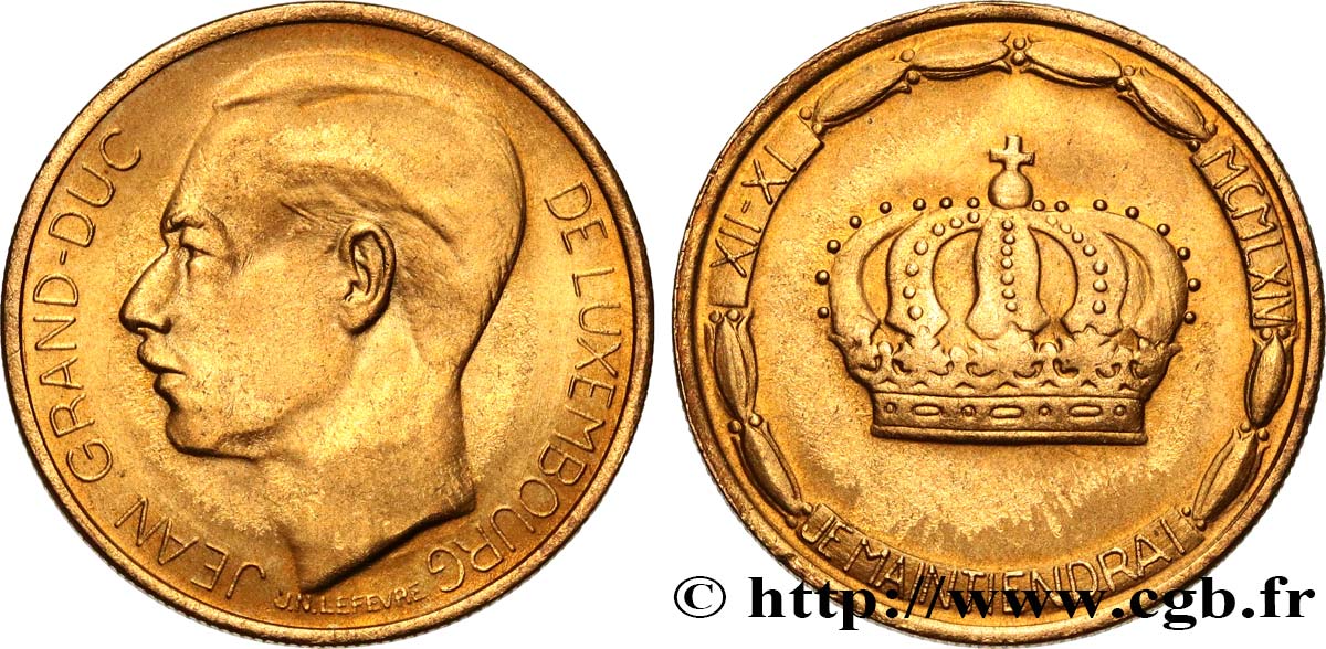 LUSSEMBURGO 20 Francs Grand-Duc Jean 1964  SPL 