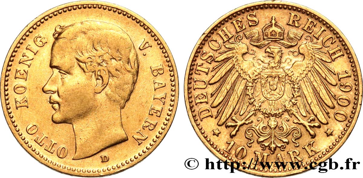 GERMANY - KINGDOM OF BAVARIA - OTTO 10 Mark 1900 Münich XF 