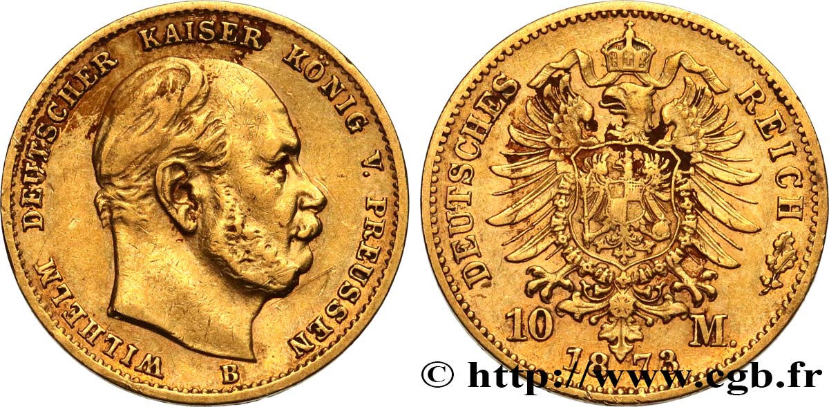 GERMANIA - PRUSSIA 10 Mark Guillaume Ier 1873 Hanovre  BB 