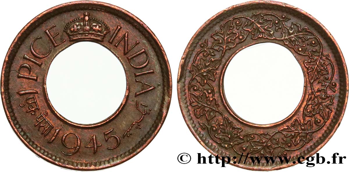 INDES BRITANNIQUES 1 Pice 1945 Calcutta SUP 