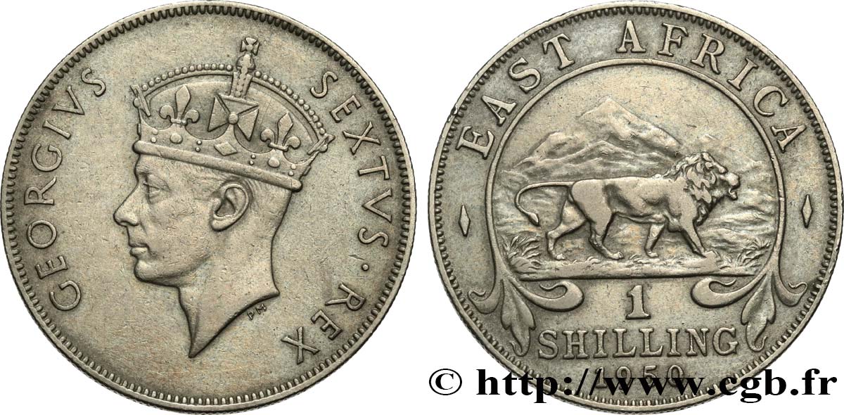 EAST AFRICA (BRITISH) 1 Shilling Georges VI 1950 Heaton - H XF 