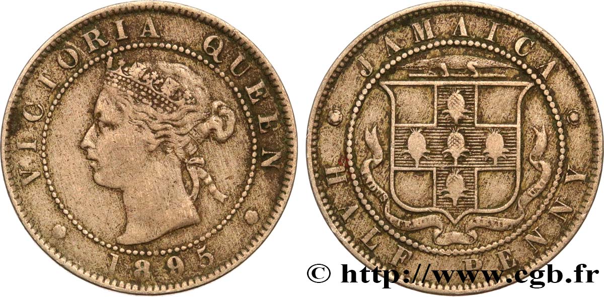 JAMAÏQUE 1/2 Penny Victoria 1895  TB+ 