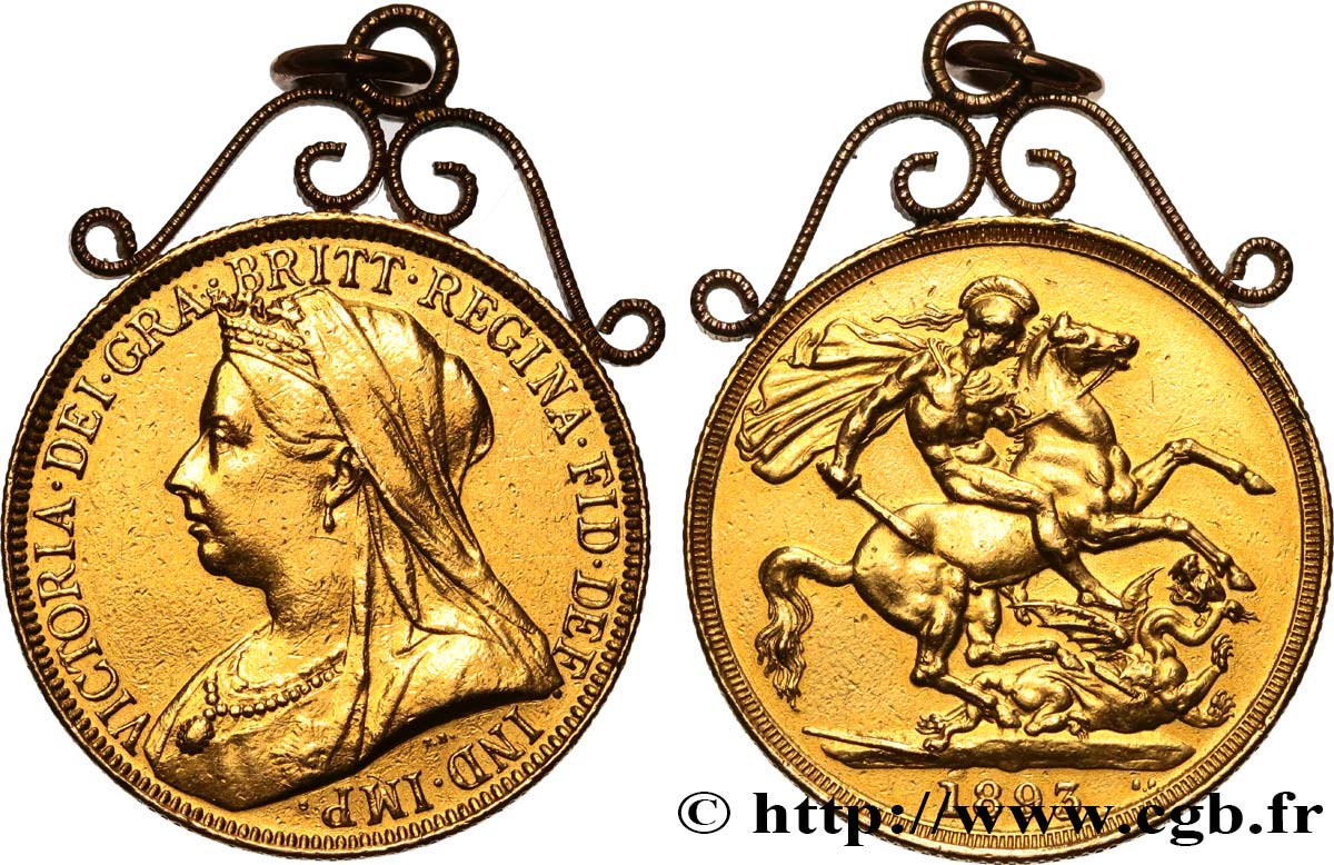GROßBRITANNIEN - VICTORIA 2 Pounds (2 Livres) Victoria “Old Head” 1893 Londres SS 