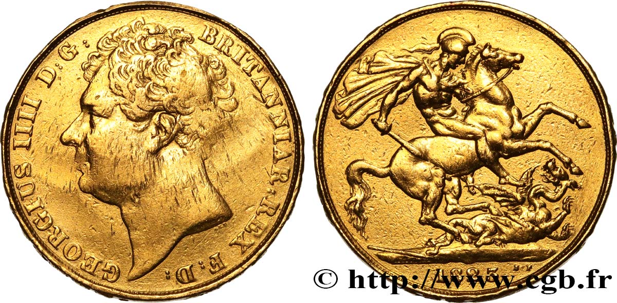 GREAT BRITAIN - GEORGE IV 2 Pounds ou double souverain 1823 Londres VF 