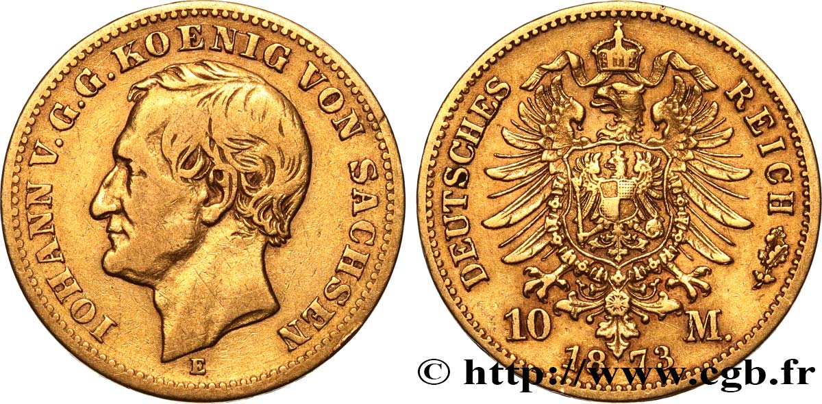 ALLEMAGNE - SAXE 10 Marks Jean 1873 Dresde TTB 