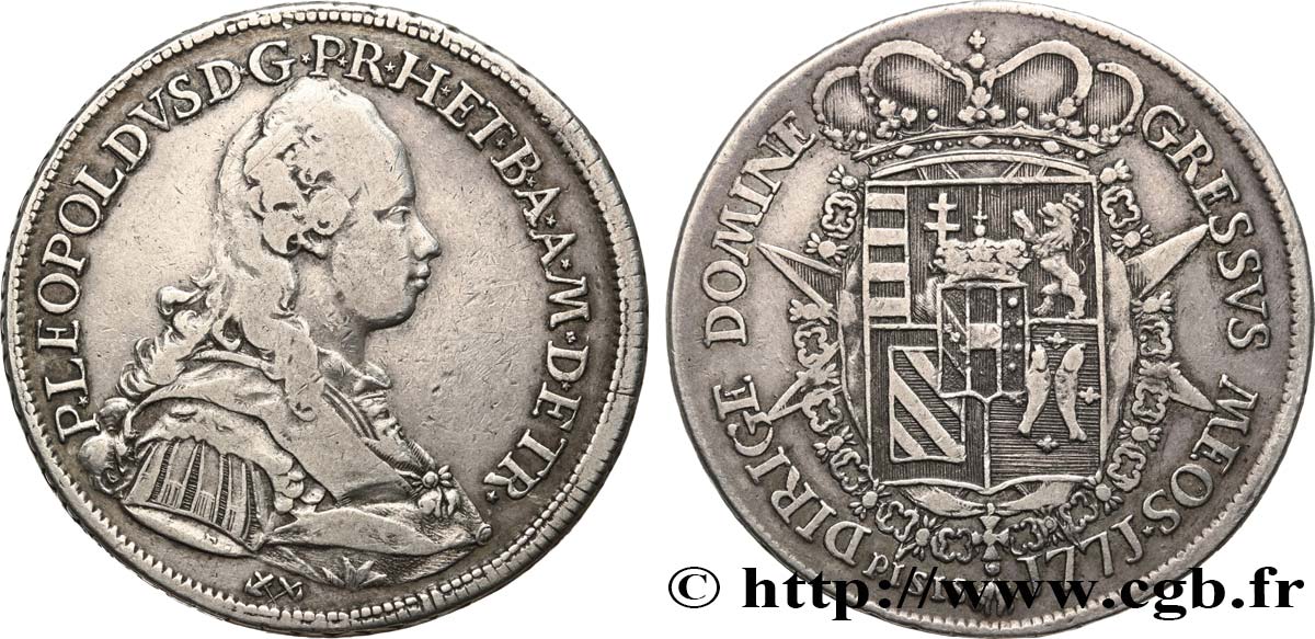 ITALY - GRAND DUCHY OF TUSCANY - PETER-LEOPOLD I OF LORRAINE 1 Francescone d’argent 1771 Florence VF 