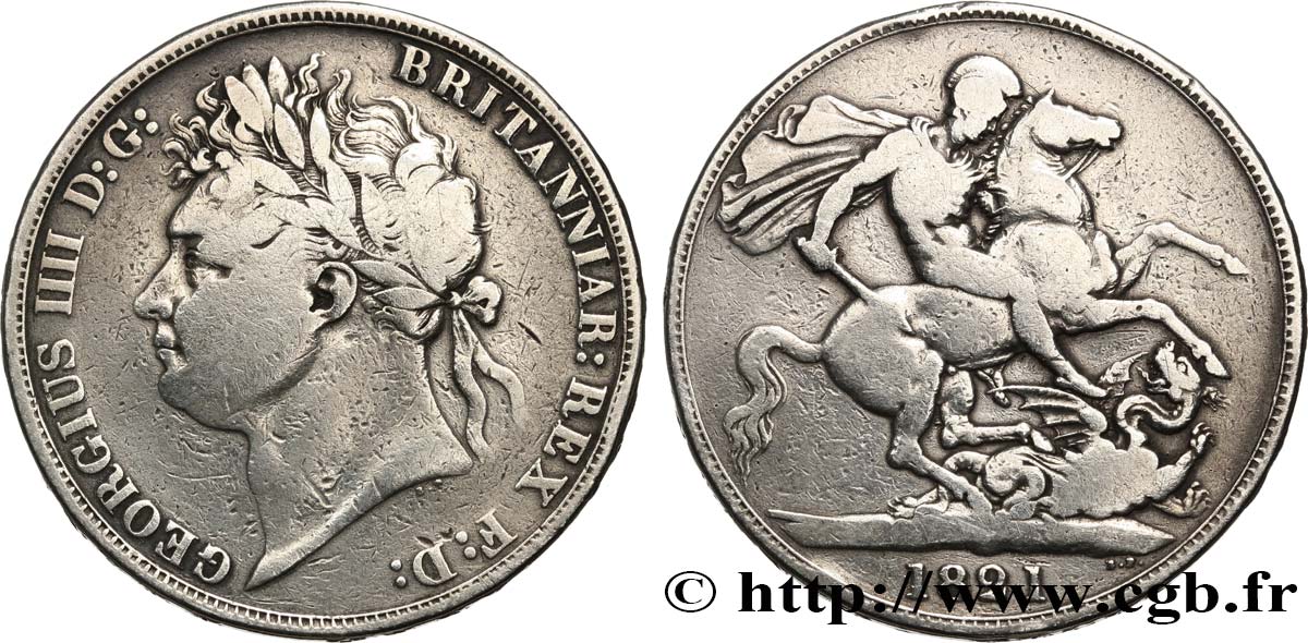 ROYAUME-UNI 1 Crown Georges IIII 1821  TB 