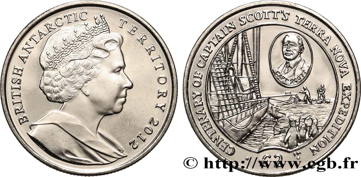 BRITISCHES ANTARKTIS-TERRITORIUM 2 Pounds Proof Centenaire de l’expédition Terra Nova du Capitaine Scott 2012 Pobjoy Mint fST 