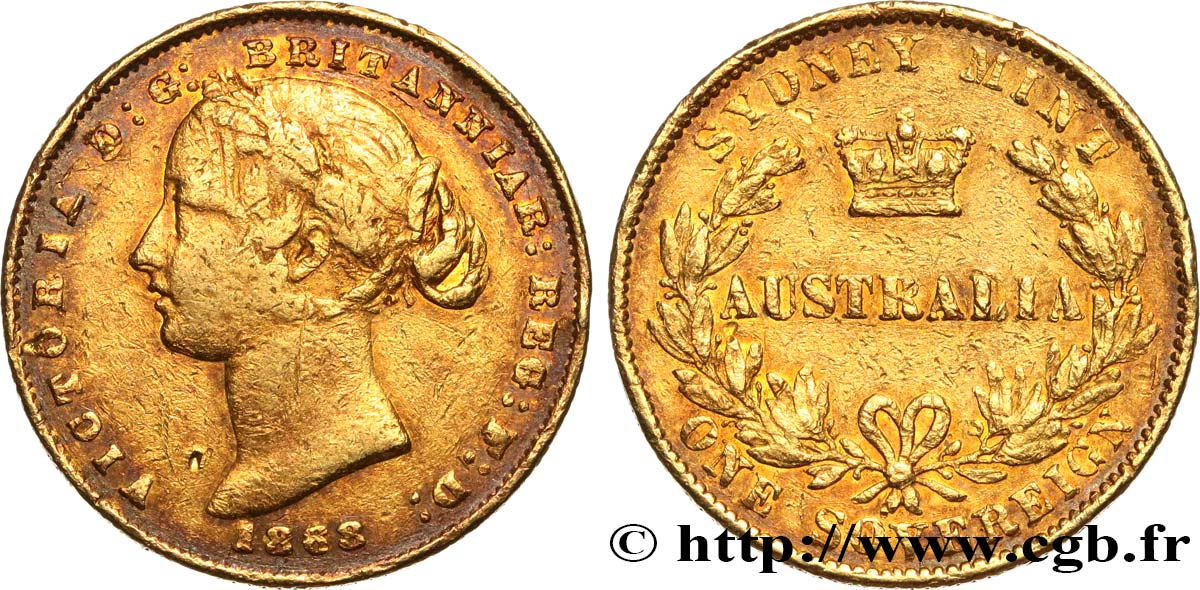 AUSTRALIE 1 Souverain Victoria 1868 Sydney TB+ 