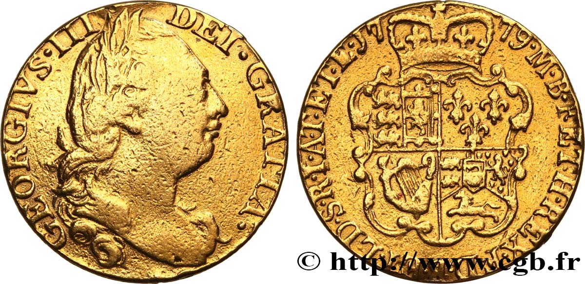 GREAT BRITAIN - GEORGE III Guinée, 4e buste 1779 Londres VF 