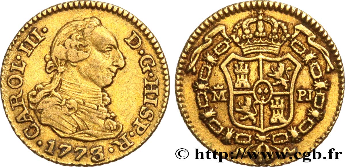 ESPAÑA 1/2 Escudo Charles III 1773 Madrid BC+/MBC 