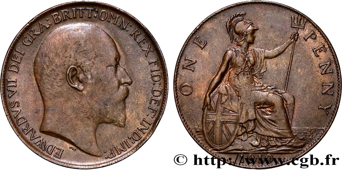 REINO UNIDO 1 Penny Edouard VII 1910  BC+ 