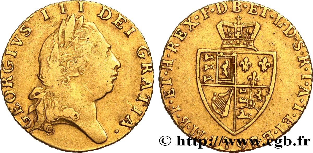 GRANDE-BRETAGNE - GEORGES III Demi-guinée, 5e buste 1798/7 Londres TB+/TTB 