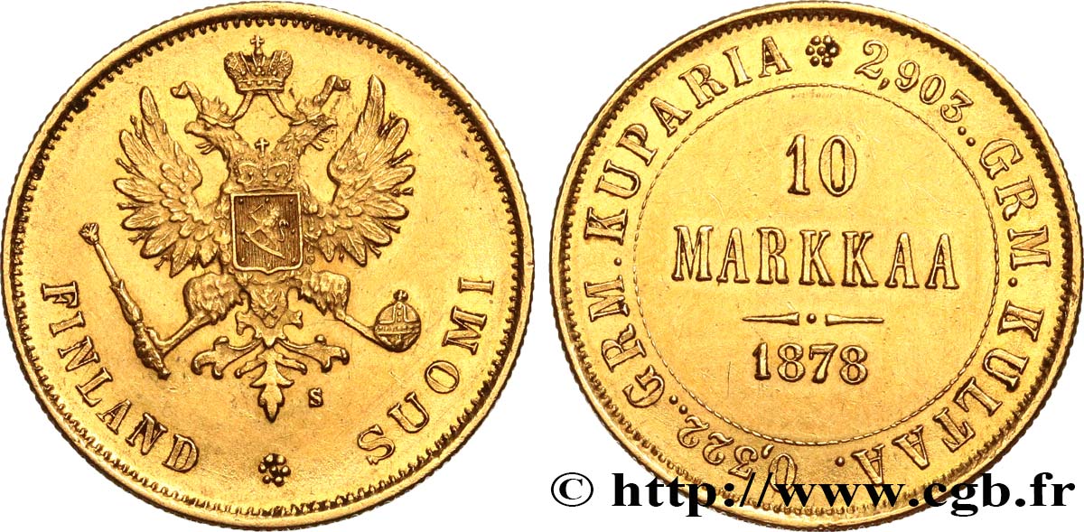 FINLANDIA 10 Markkaa 1878 Helsinki MBC+ 