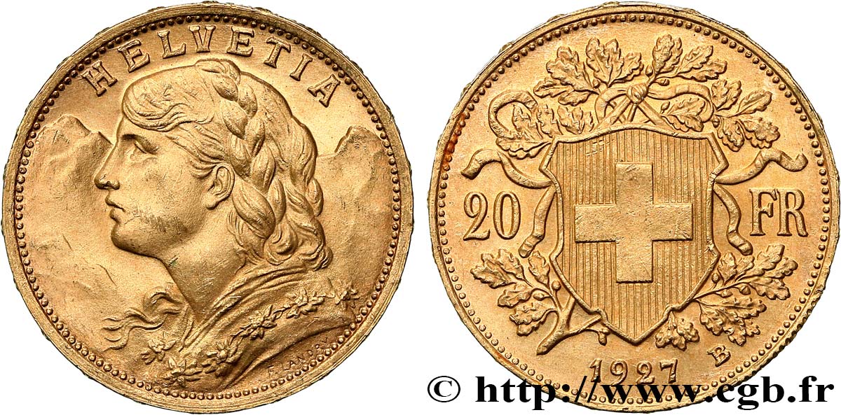 OR D INVESTISSEMENT 20 Francs or  Vreneli  1927 Berne SPL 
