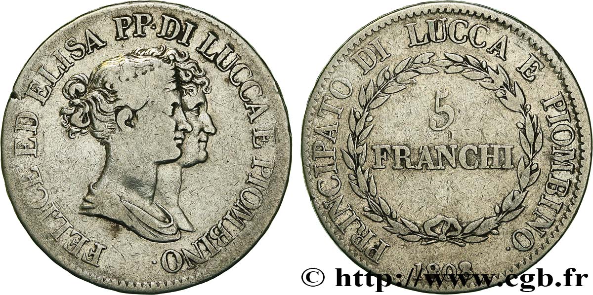 ITALIEN - LUCQUES UND PIOMBINO 5 Franchi Elise et Félix Baciocchi 1808 Florence S 