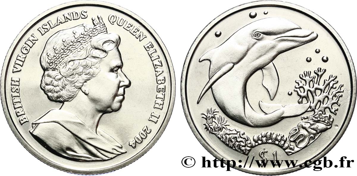 ISLAS VíRGENES BRITáNICAS 1 Dollar Proof Dauphin 2004 Pobjoy Mint SC 
