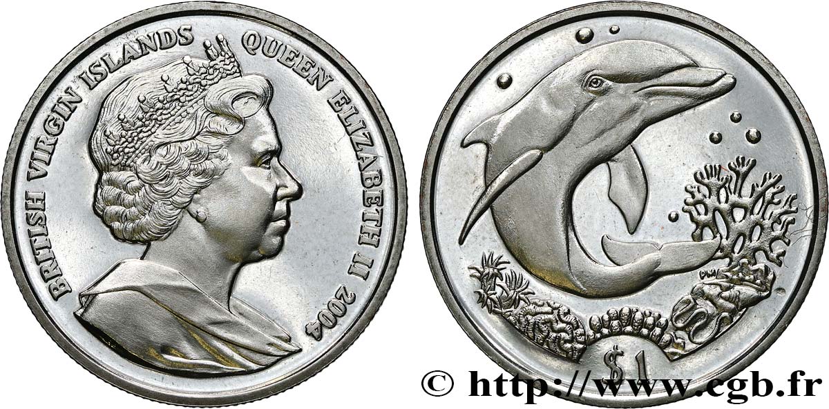 BRITISCHE JUNGFERNINSELN 1 Dollar Proof Dauphin 2004 Pobjoy Mint fST 