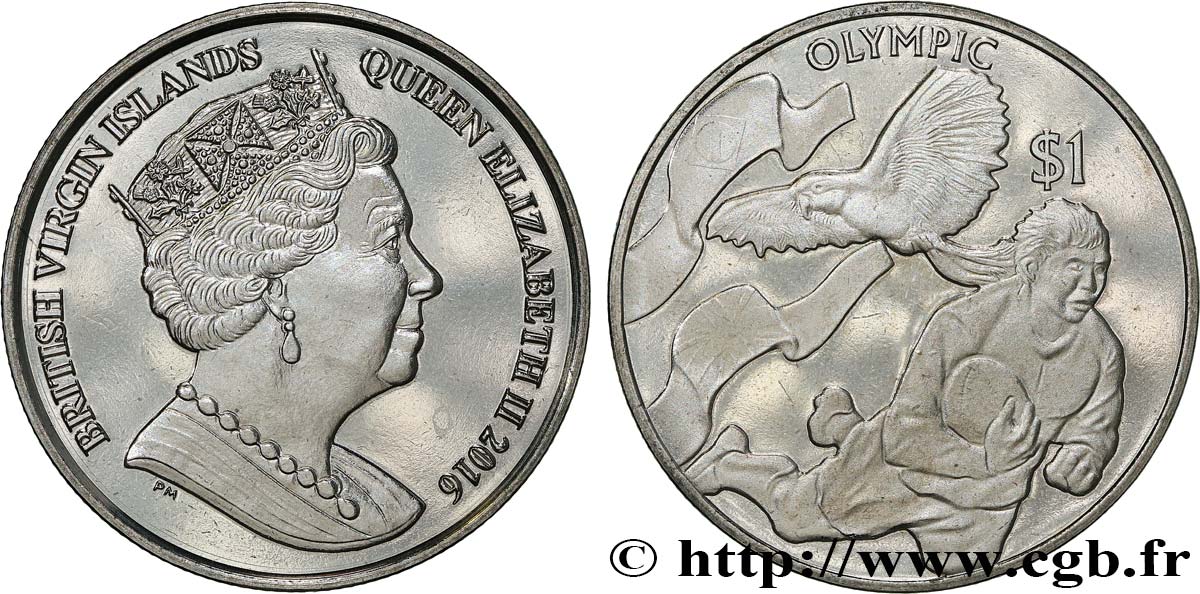 ÎLES VIERGES BRITANNIQUES 1 Dollar Proof Jeux Olympiques de Rio - Rugby à 7 2016 Pobjoy Mint SPL 