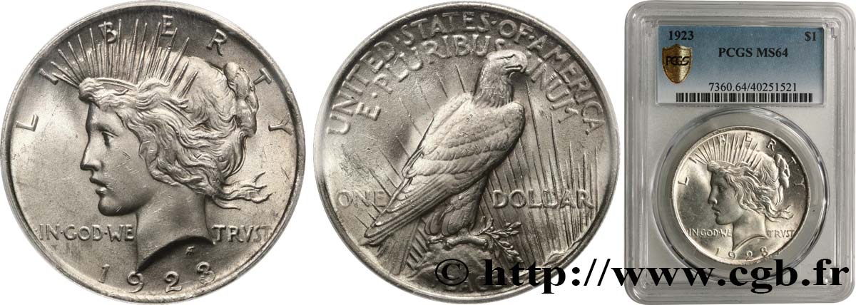 ÉTATS-UNIS D AMÉRIQUE 1 Dollar Peace 1923 Philadelphie SPL64 PCGS