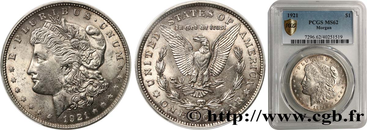 ÉTATS-UNIS D AMÉRIQUE 1 Dollar Morgan 1921 Philadelphie SPL62 PCGS