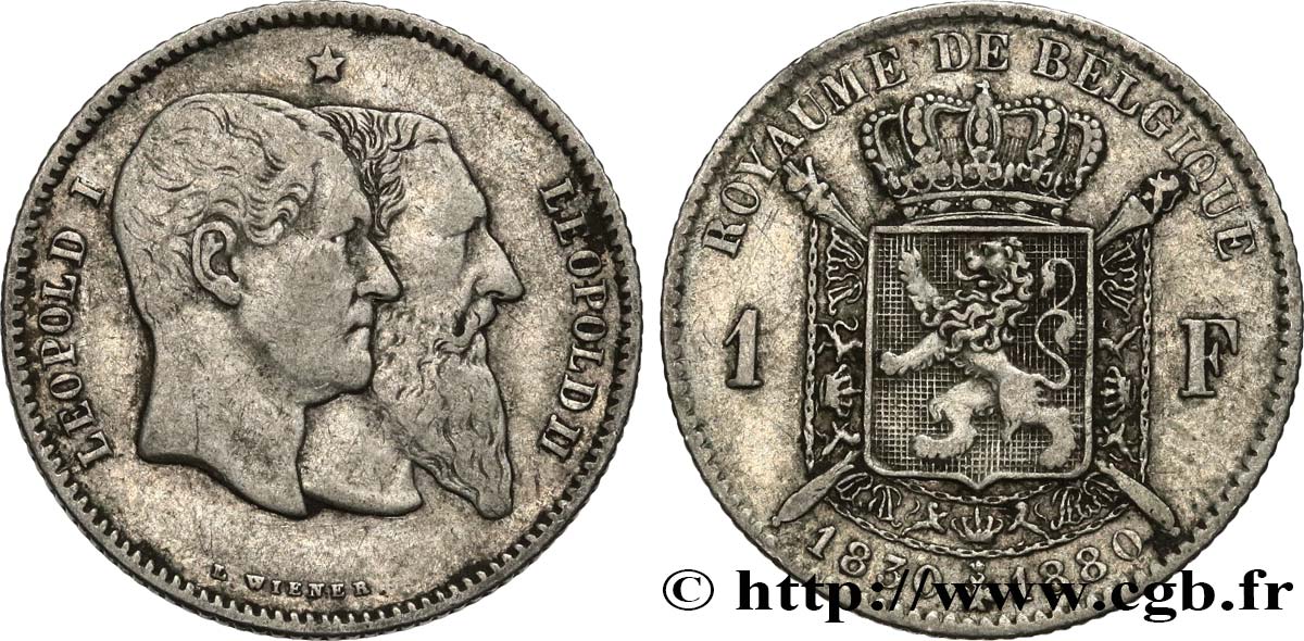 BELGIO 1 Franc 50e anniversaire de l’indépendance 1880  q.BB/BB 