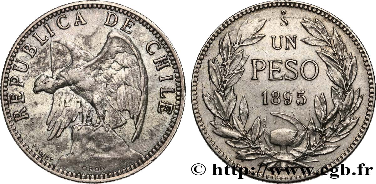CHILE
 1 Peso condor 1895 Santiago MBC/MBC+ 