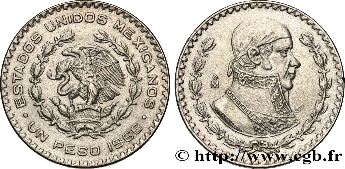MEXIQUE 1 Peso Jose Morelos y Pavon 1966 Mexico TTB+ 