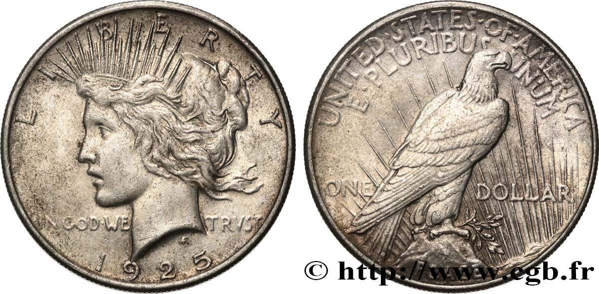 ÉTATS-UNIS D AMÉRIQUE 1 Dollar Peace 1925 Philadelphie TTB+ 