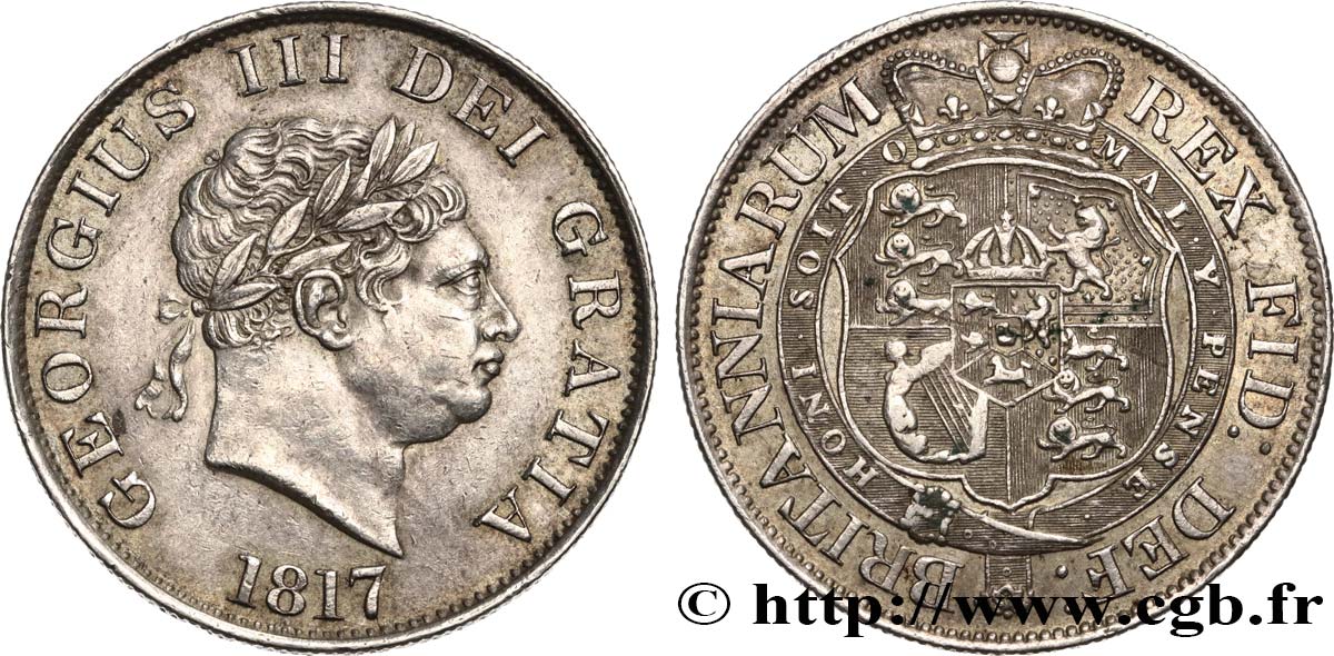 UNITED KINGDOM 1/2 Crown Georges III 1817  AU 