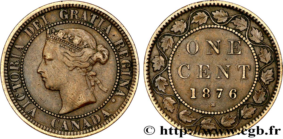 CANADA 1 Cent Victoria 1876 Heaton XF 