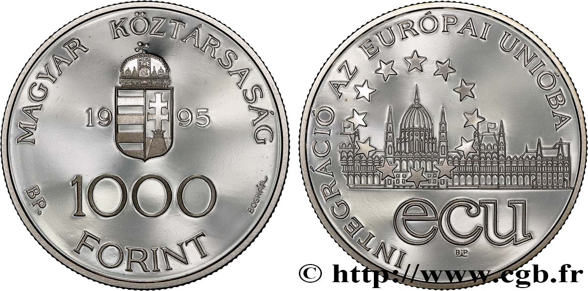 HUNGARY 1000 Forint Proof Intégration à l’Union Européenne 1995 Budapest MS 