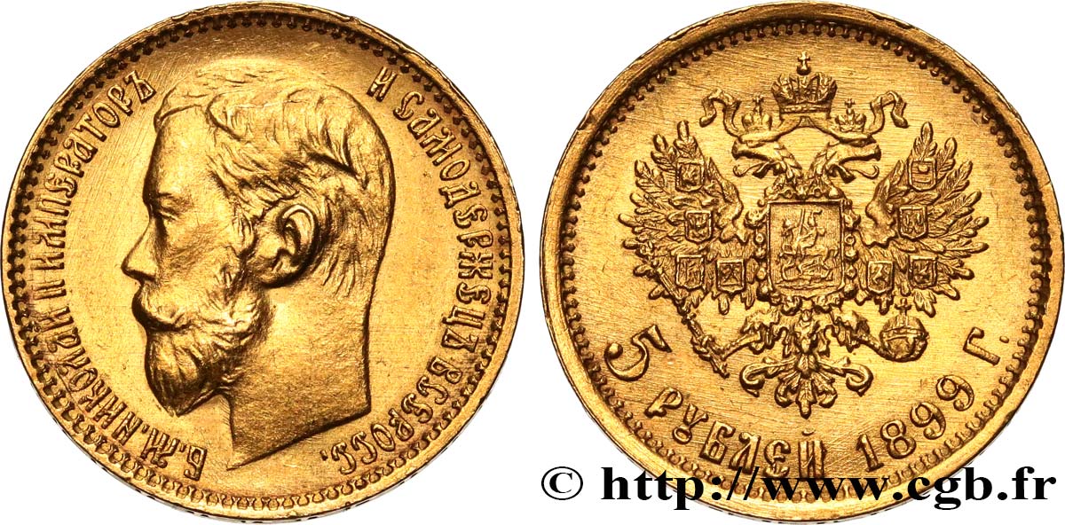RUSSIA 5 Roubles Nicolas II 1899 Saint-Petersbourg XF 