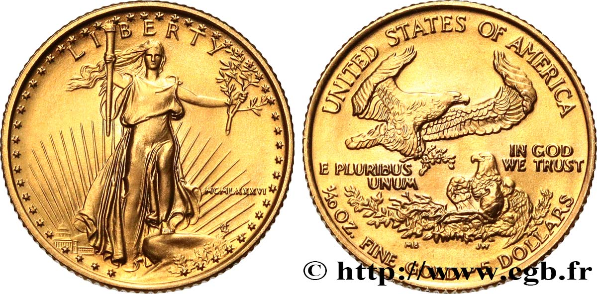 UNITED STATES OF AMERICA 1/10 once ou 5 Dollars Proof 1996  MS 